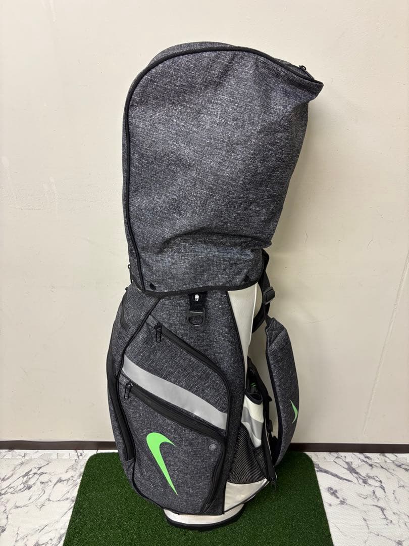 【美品】NIKE ゴルフ スタンド式キャディバッグ グレー×蛍光グリーン
