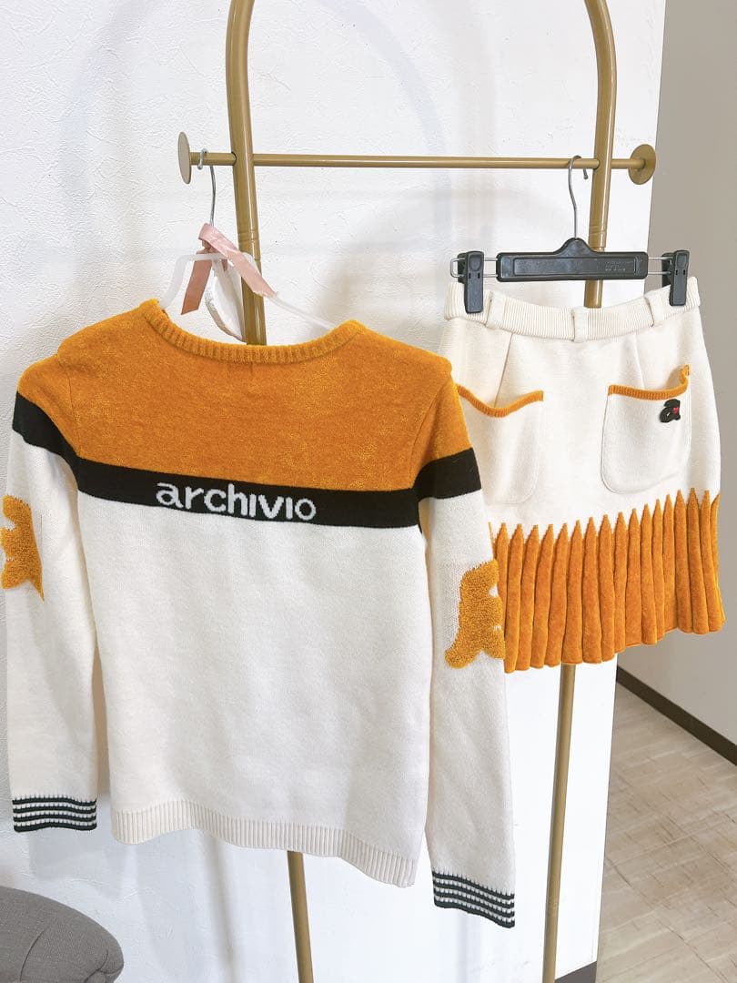 archivio セーター・スカートセット 36 白/オレンジ