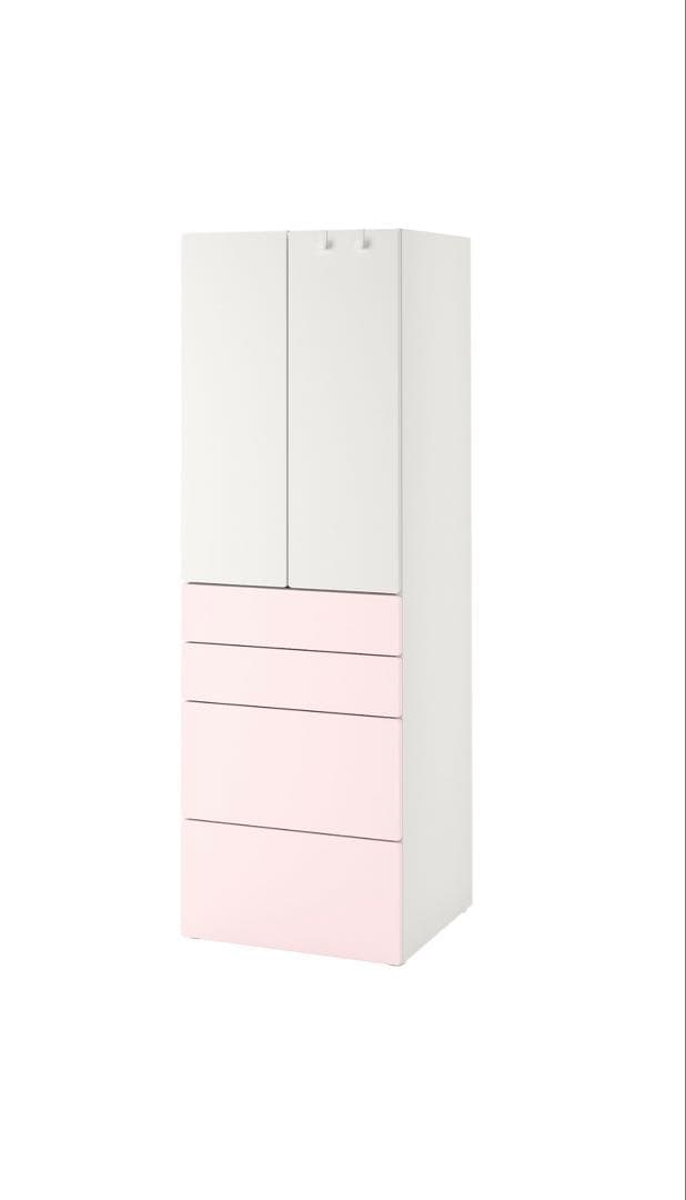 ホワイトピンクチェスト 4段引き出し付き60x57x181 cm