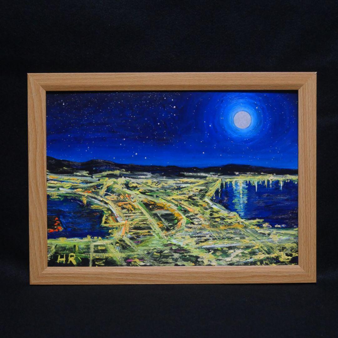 油絵 絵画【夜景の街】