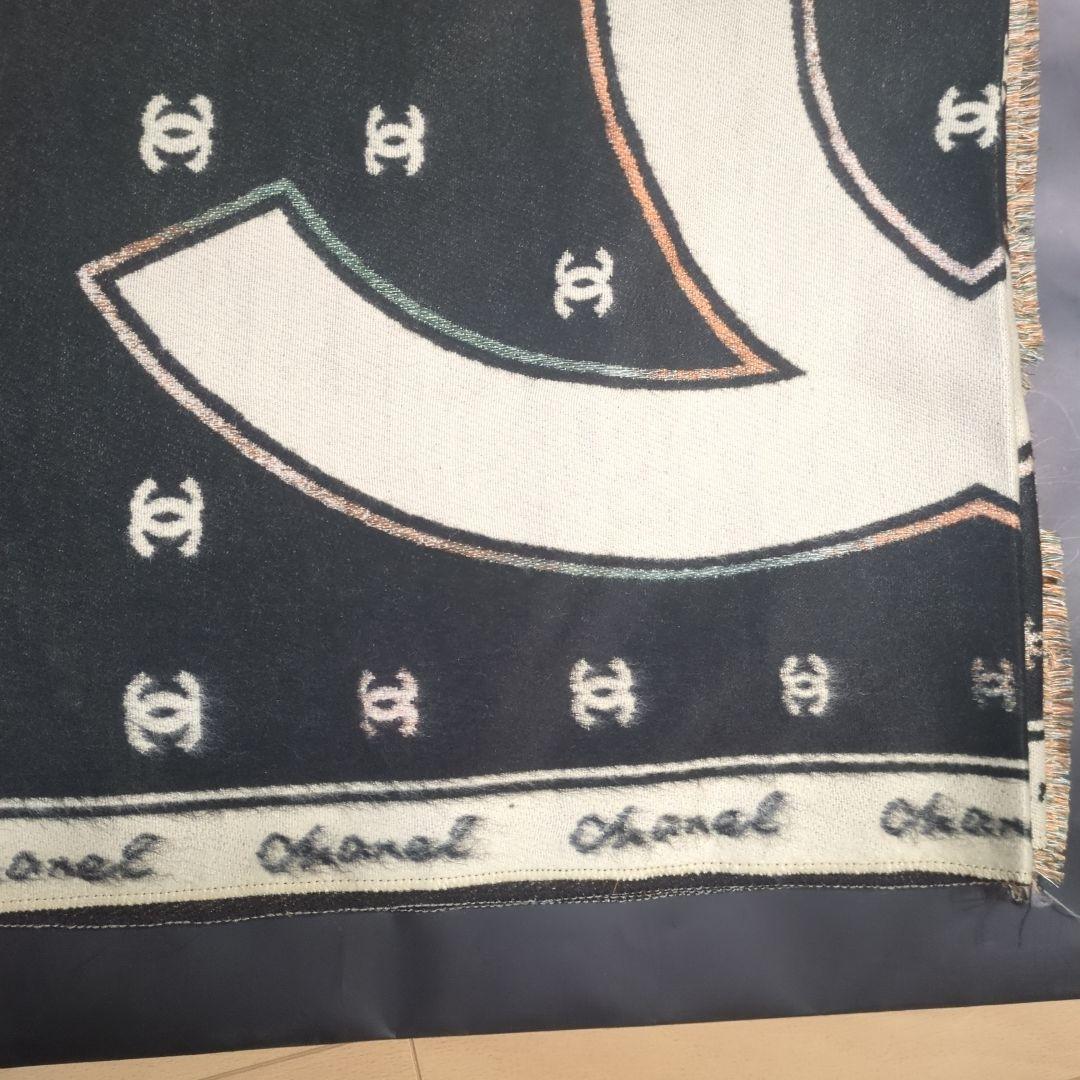 Chanel ロゴ スカーフ ブラック ベージュ 90cm
