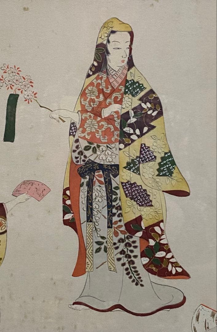 浮世絵 桃山風俗絵図 美人画(美人五人)絹本額入 藤工芸謹製