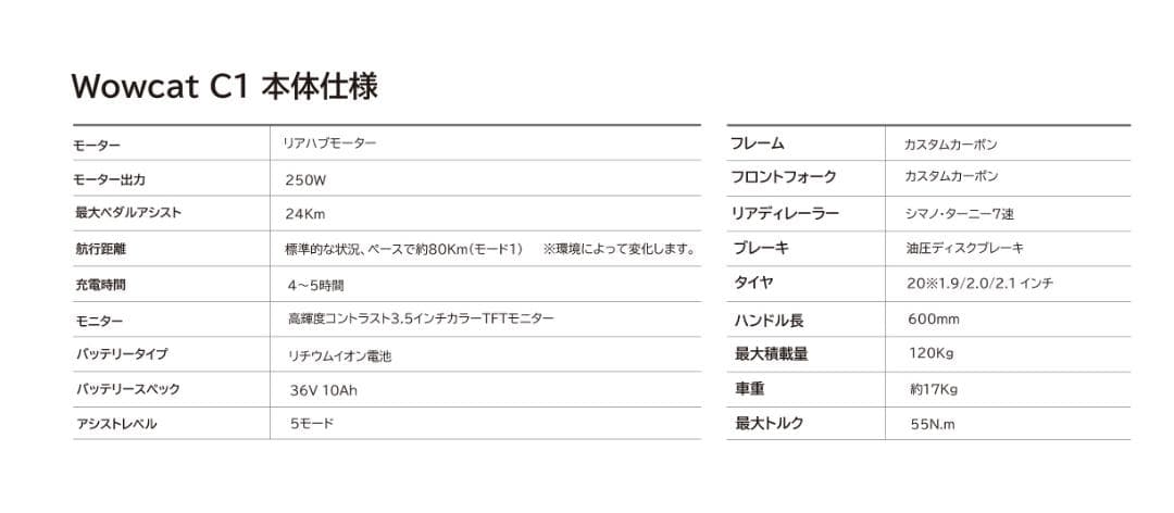 訳有 折りたたみ電動アシスト自転車 Wowcat C1 カーボン年末大特価