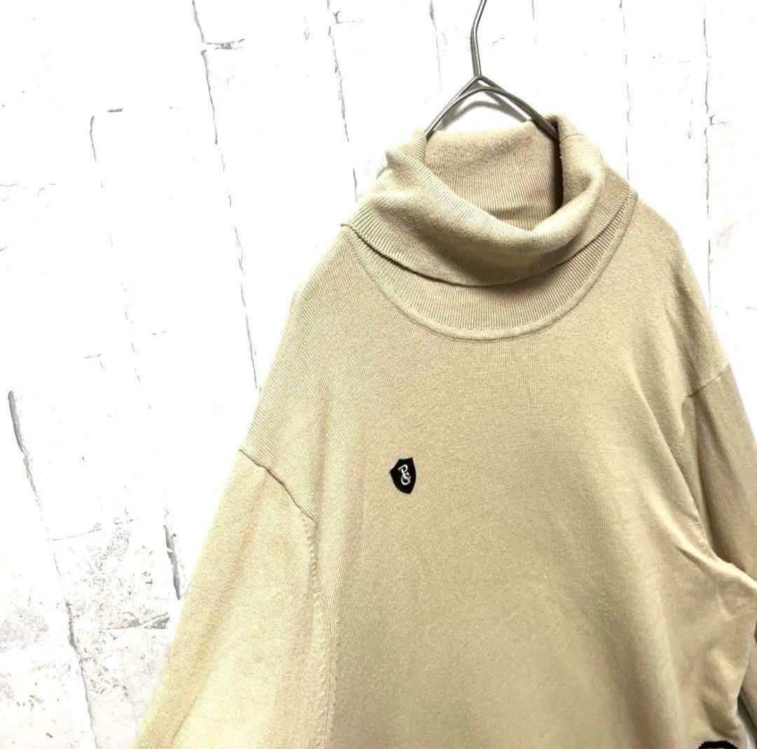 パーリーゲイツ 長袖 タートルネック ニット セーター L デカロゴ ビッグロゴ