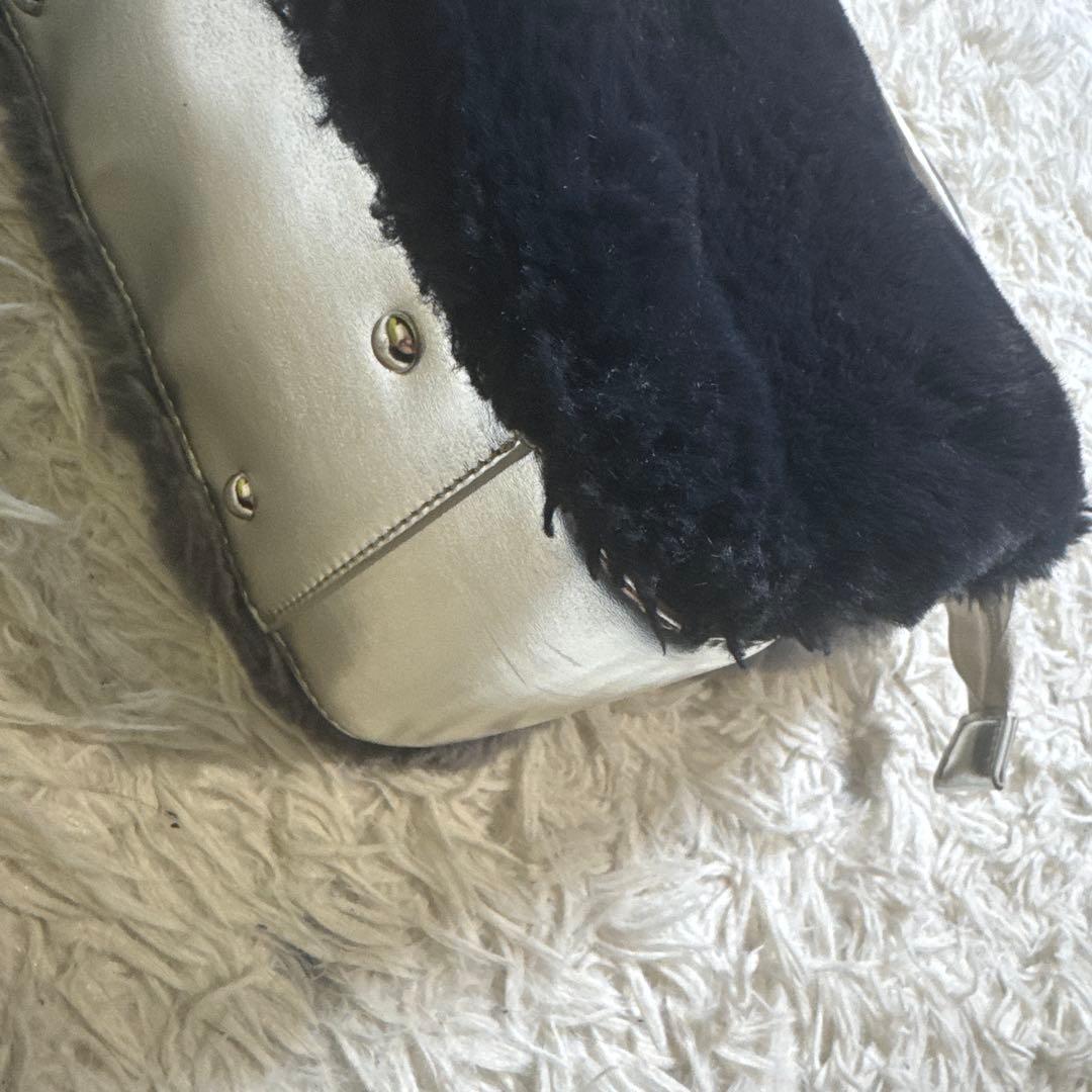 LANVIN SPORT ネイビー グレー シルバー フリース カートバッグ