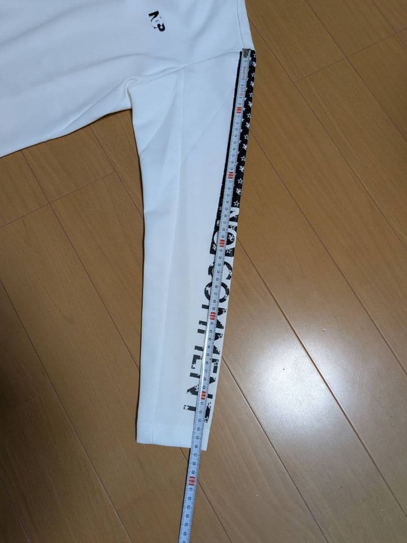 NOCOMMENT ホワイト 長袖ポロネックシャツ