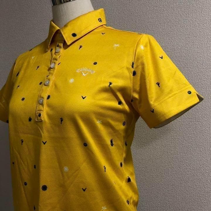CALLAWAY キャロウェイ 半袖 ポロシャツ イエロー 総柄 LLサイズ