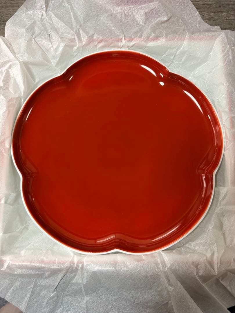 深川製磁 寿赤絵 小皿 5枚 紅寿1枚　未使用 箱付