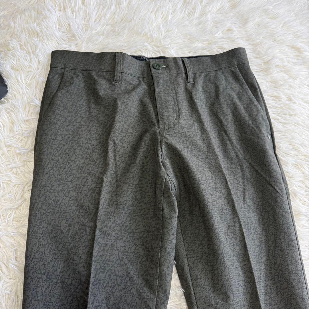 【キャロウェイ】美品 ストレッチパンツ カーキ 総ロゴ Mサイズ メンズ