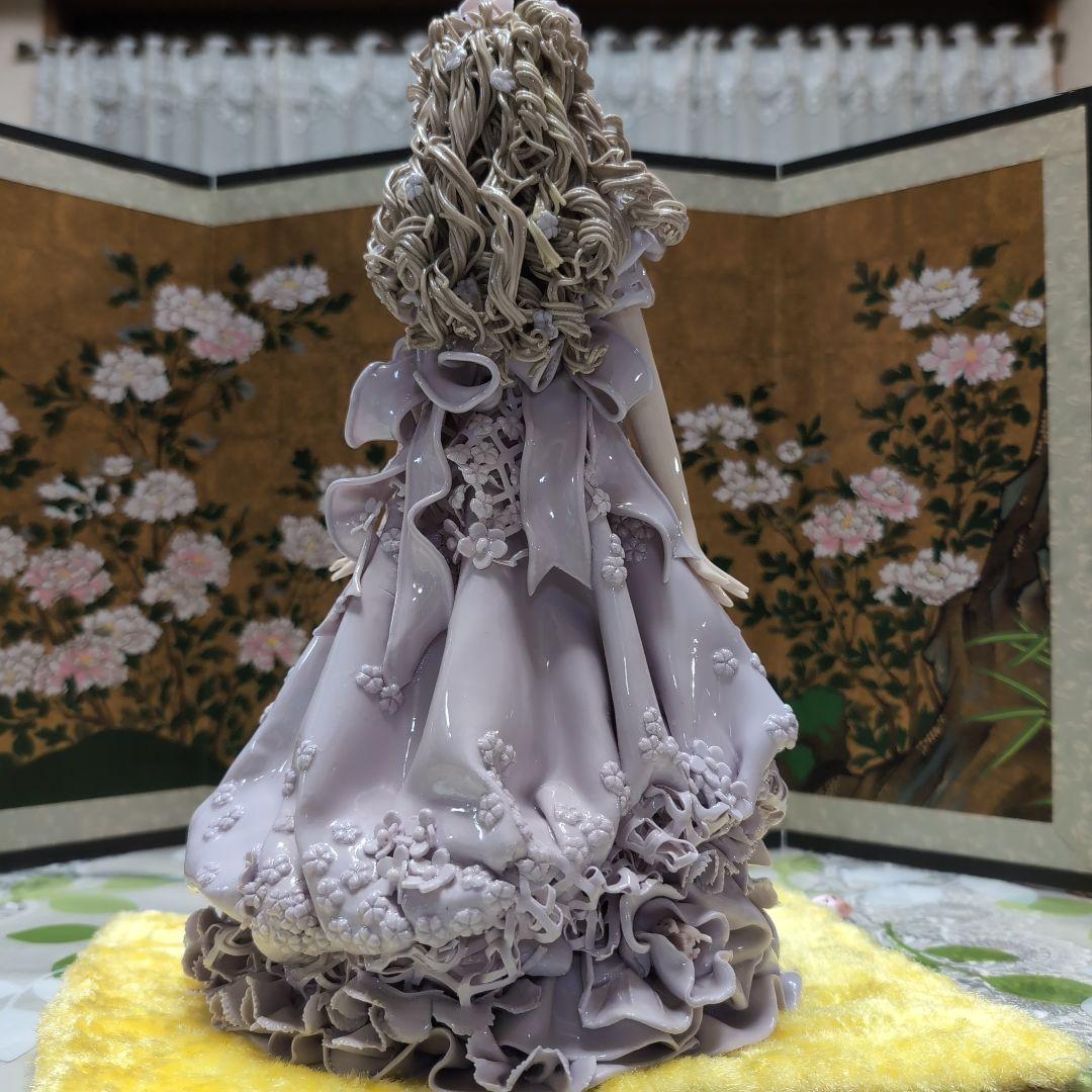 一点物　陶器人形 ロマンドール 薄紫 ハンドメイド 置物　Lサイズ　西洋人形