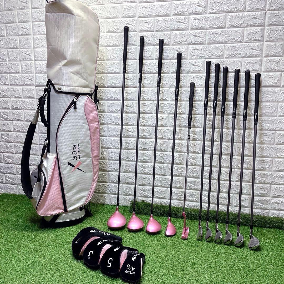 極美品 希少レフティ 可愛いピンク レディースゴルフクラブ豪華11本フルセット