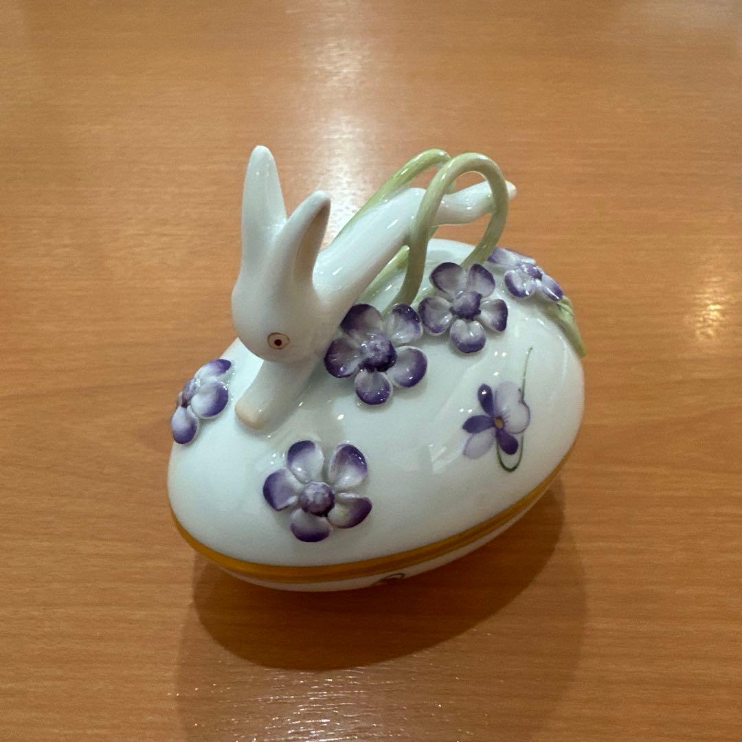 ヘレンド バイオレットシンプル タマゴボックス スミレ ハンガリー 美品