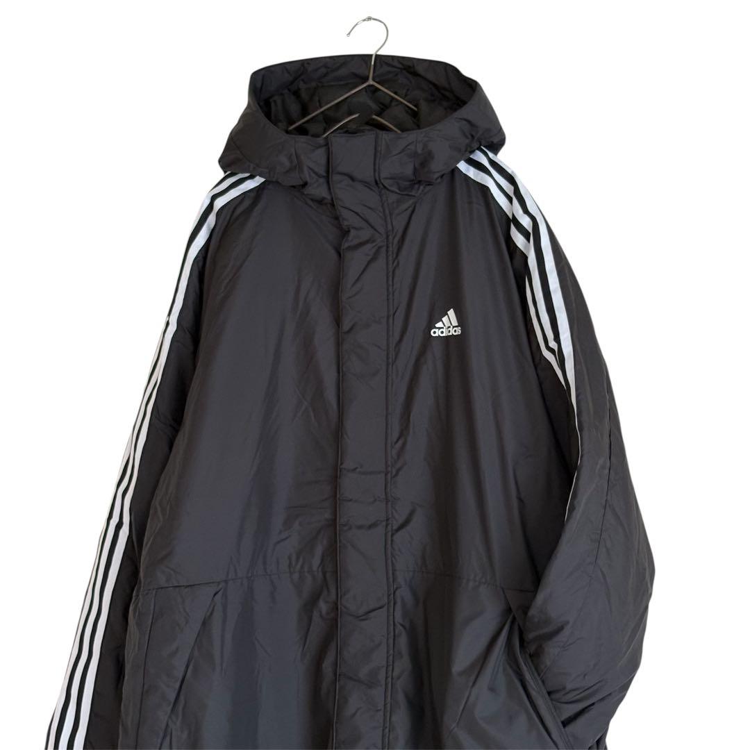 adidas アディダス　ベンチコート 3Lブラック ロングコート　大きいサイズ