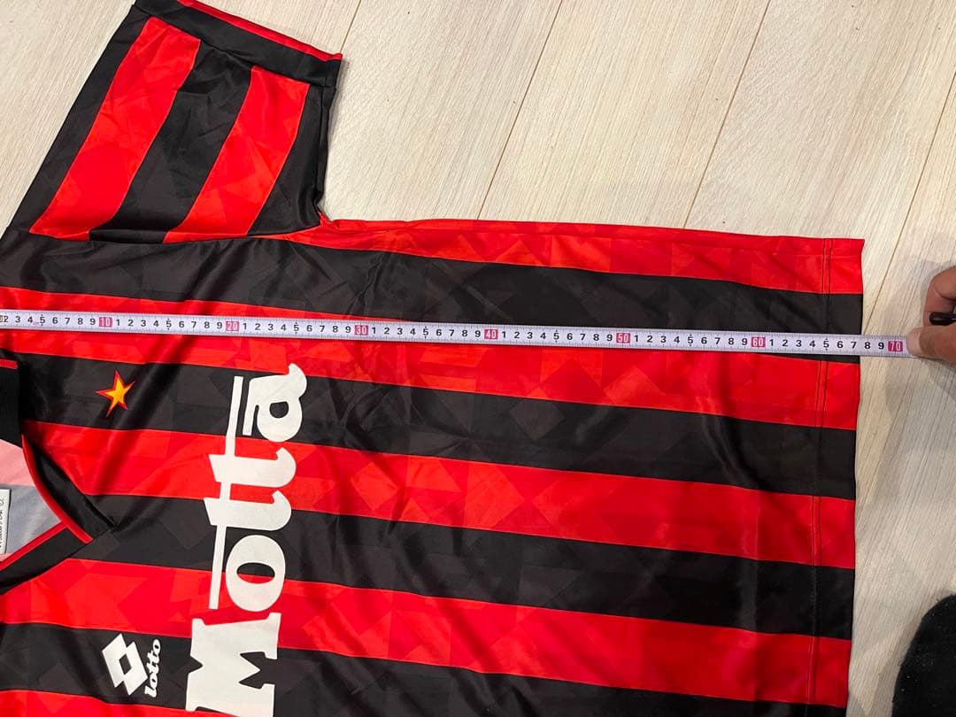 Milan A.C. Lotto シャツ 赤黒ストライプ