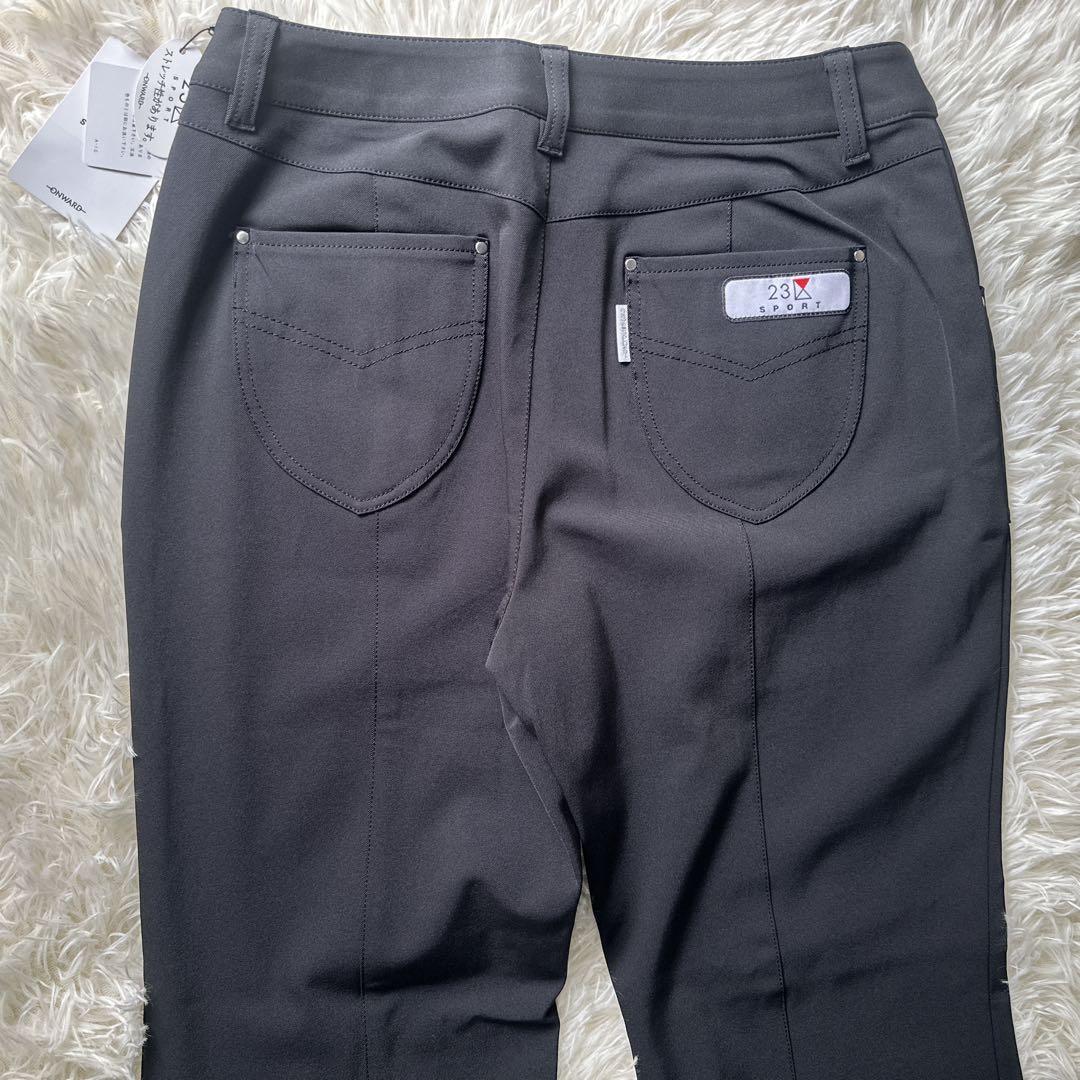 新品タグ付 23区 ゴルフ パンツ 黒 67 M〜L ストレッチ フレア