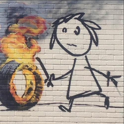 限定マット額装/バンクシー/Girl With A Burning Banksy