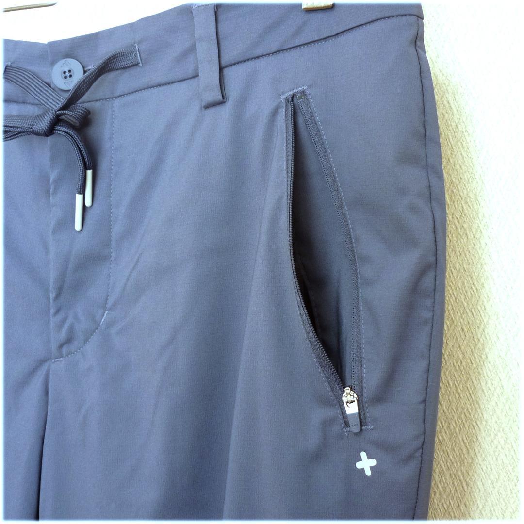 新品(ウエスト85)アディタスゴルフ くすみブルーゴルフパンツ 薄手9分丈パンツ