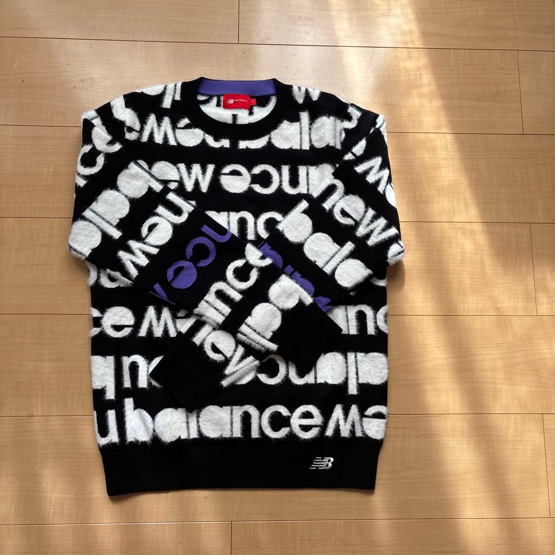 <美品>New Balance golfロゴクルーネックセーター