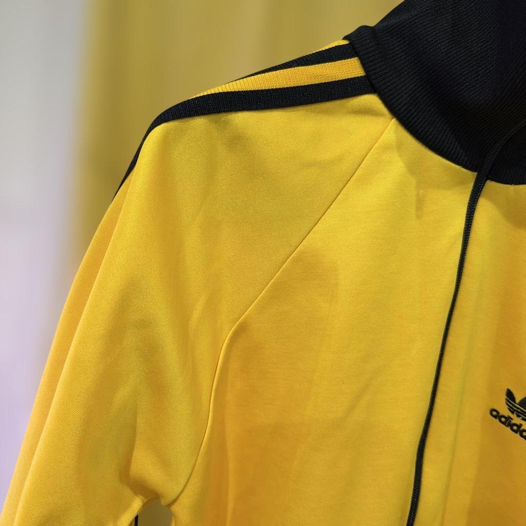 80s adidas デサント製トラックジャケット 黄色 トレフォイル ジャージ