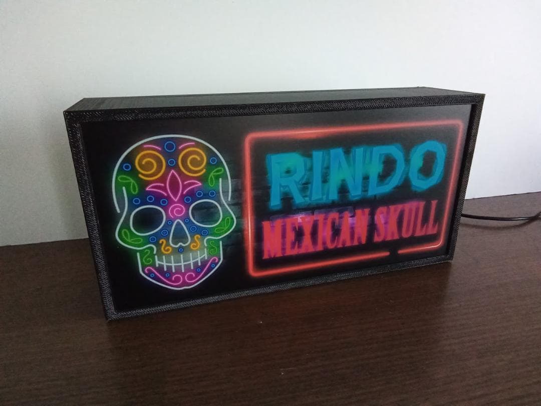 メキシコ メキシカンスカル サイン 看板 置物 雑貨 LED2wayライトBOX