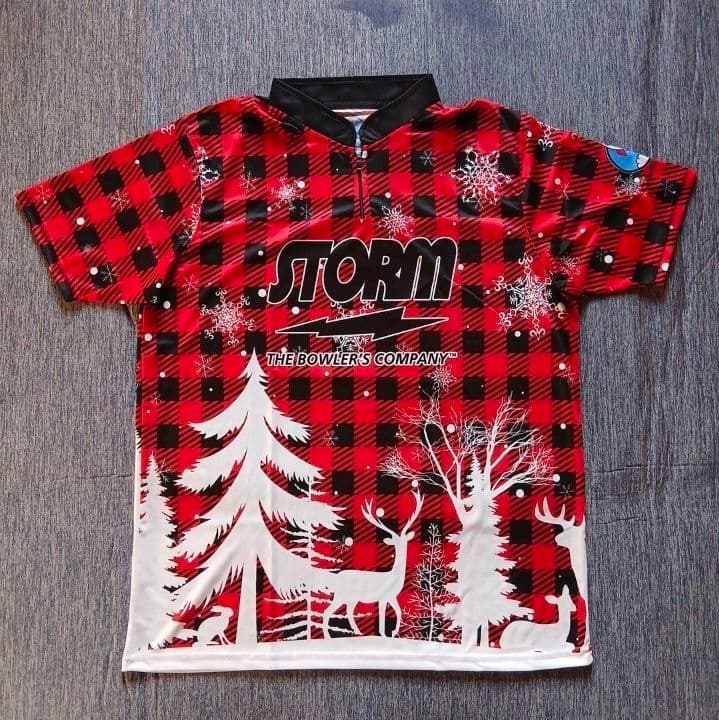 新品✨STORM【日本サイズXL】レッド　トナカイ　雪　チェック　ボウリング