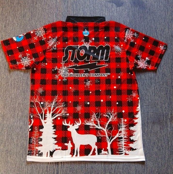 新品✨STORM【日本サイズXL】レッド　トナカイ　雪　チェック　ボウリング