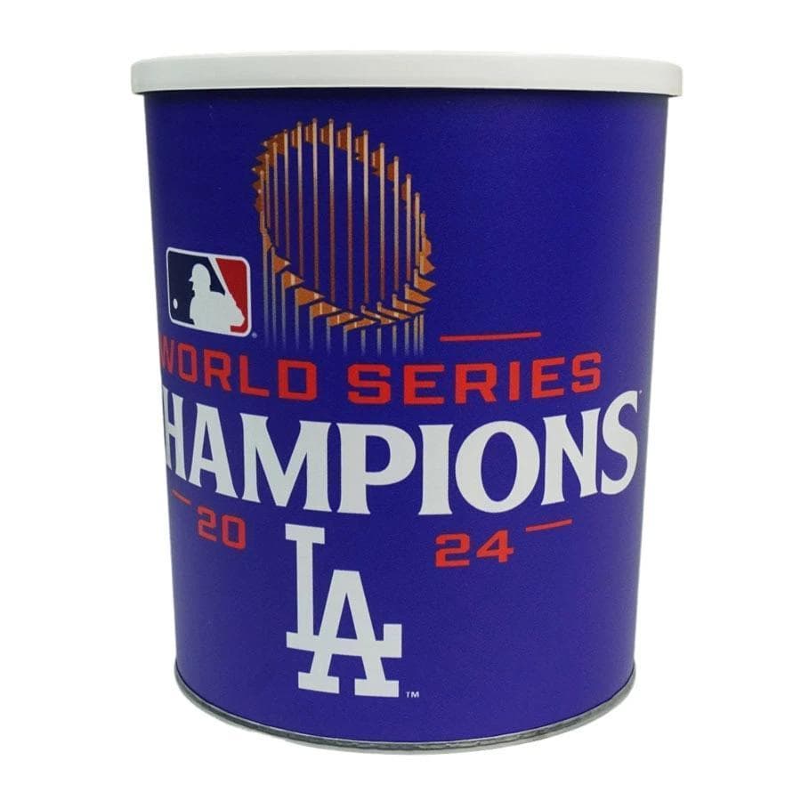 新品MLB公式dodgersドジャースワールドシリーズ蓋付アルミ缶1ガロンゴミ箱