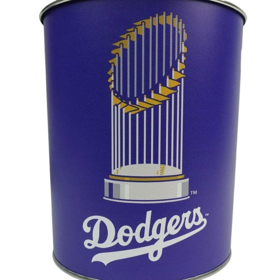 新品MLB公式dodgersドジャースワールドシリーズ蓋付アルミ缶1ガロンゴミ箱