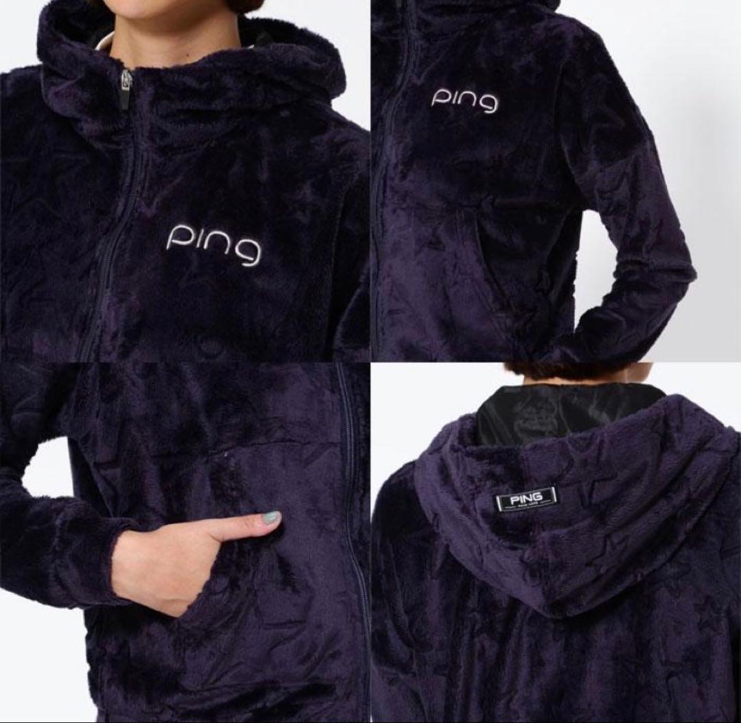 M ☆新品☆ PING ゴルフ ベロア フーディー ボア　ブルゾン ネイビー