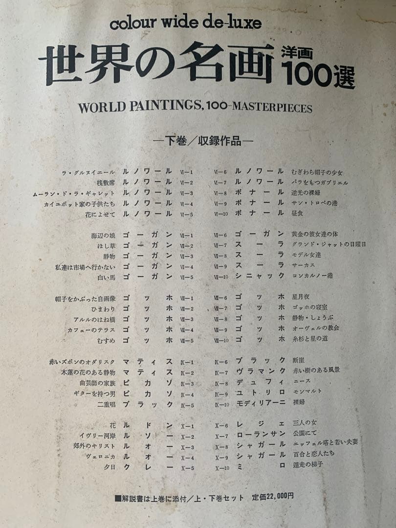 ✴︎希少　✴︎経年劣化なし　【世界の名画100選】印刷物