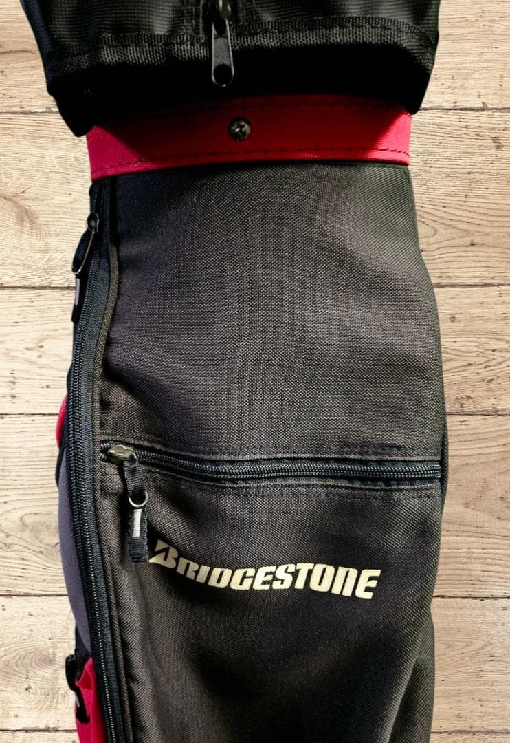 送料無料/美品　Bridgestone キャディバッグ 黒/赤/グレー