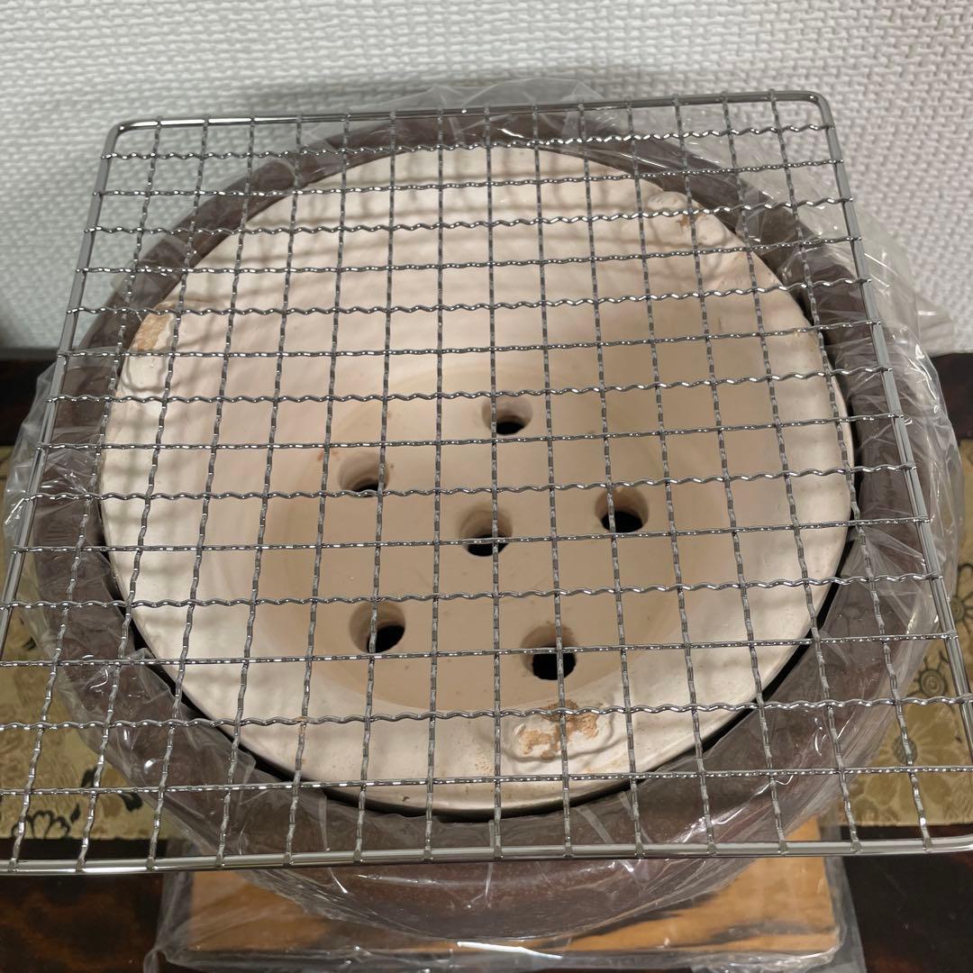三河こんろ　陶器製 七輪 網付き 5穴　炭火卓上用　U-9