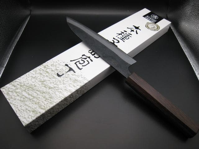 [新品未使用] 三徳包丁180mm 黒打ち仕上げ 白紙1号 ウエンジ 八角