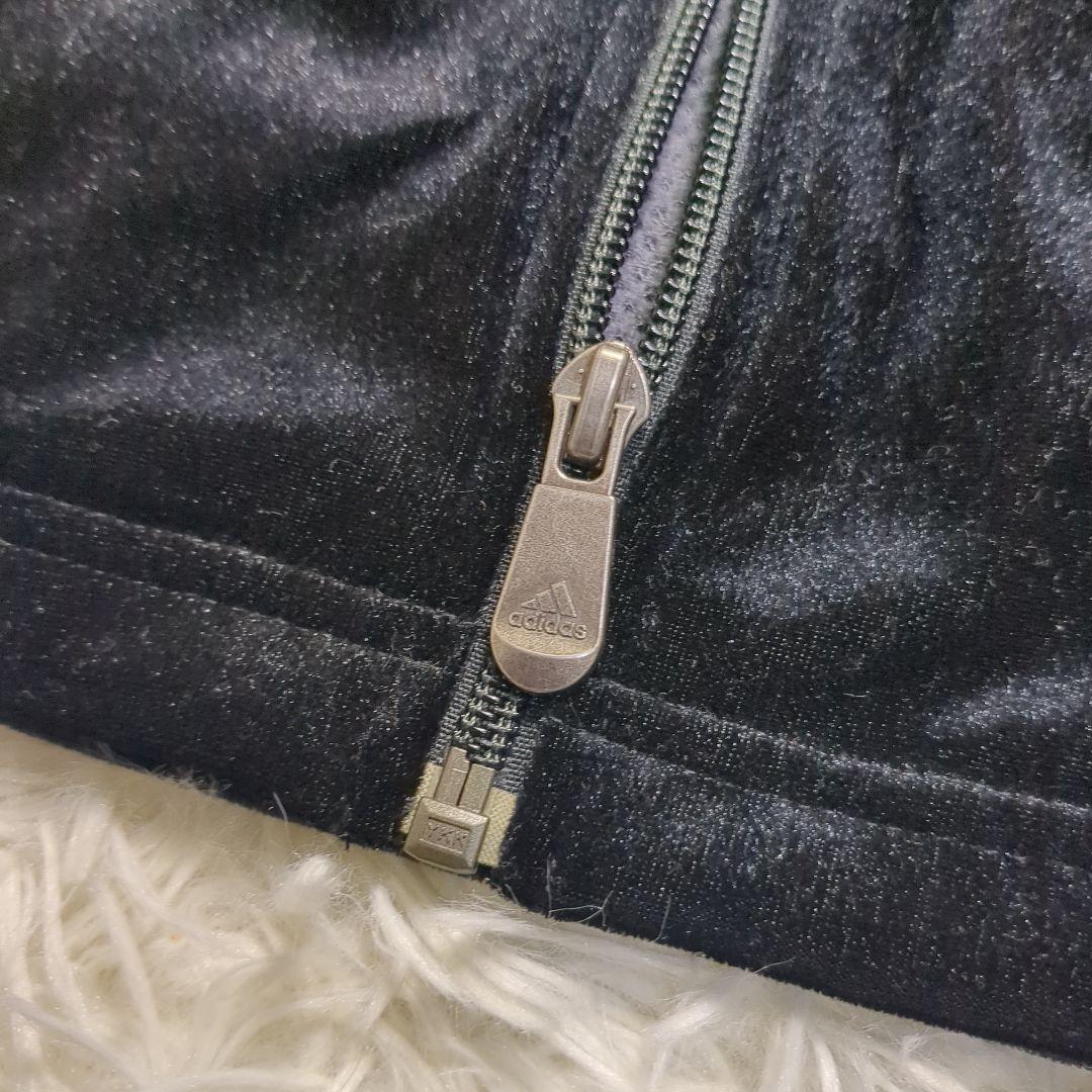 【美品✨adidas✨L】ベロア ジャージ トラックスーツ セットアップ 黒