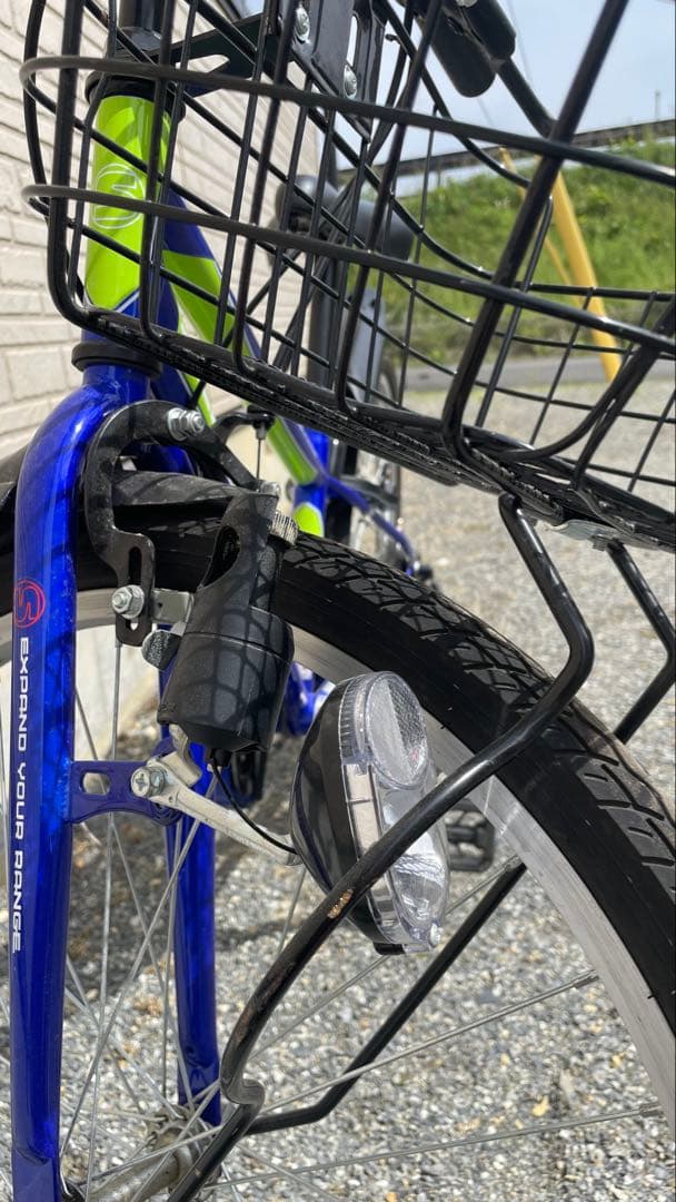 子供用自転車 青 前面バスケット付き