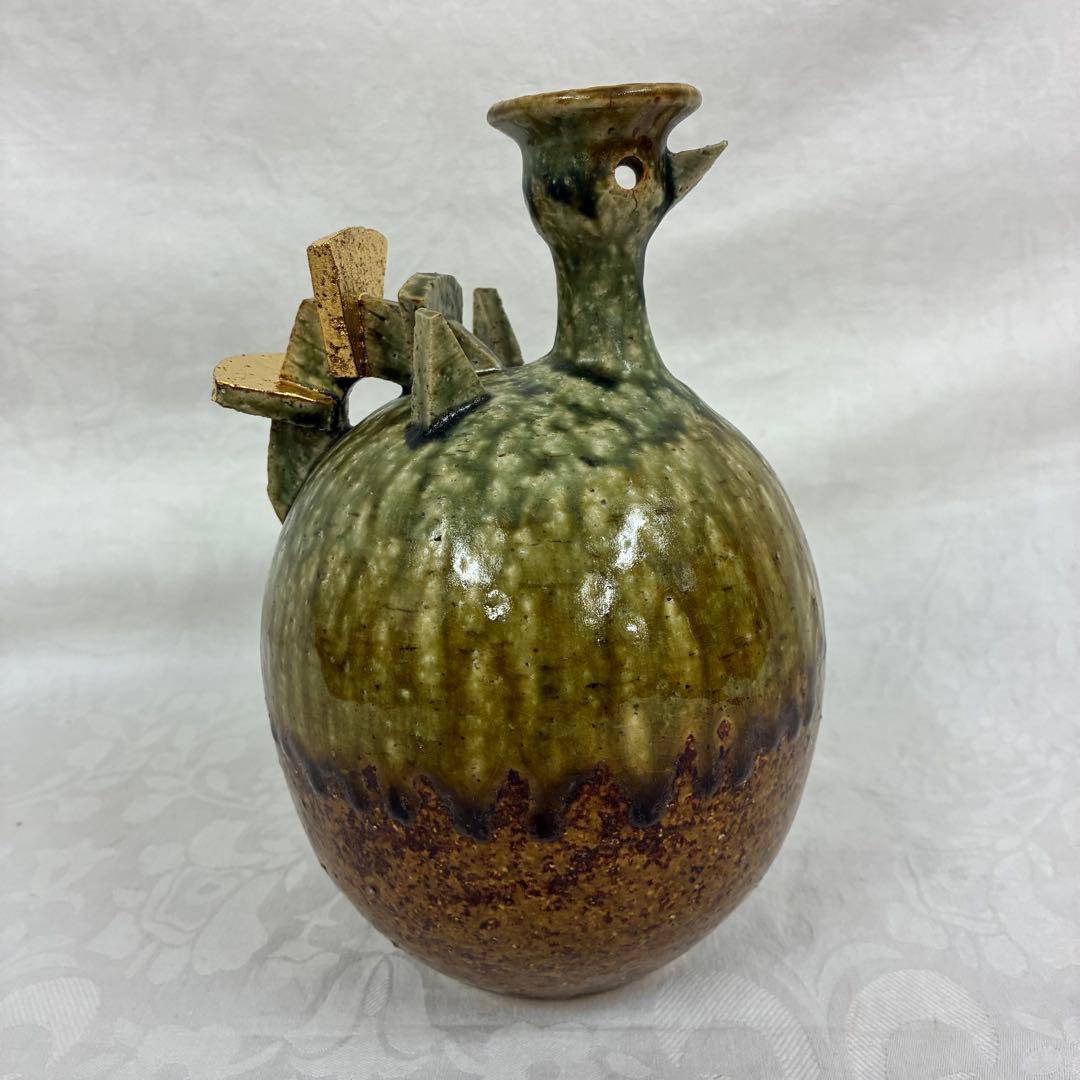 作家物 永見鴻人作 鳥 花挿 花瓶 一輪挿し 飾り壺 ヴィンテージ 桐箱入り