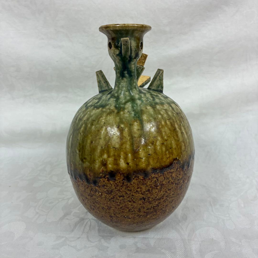 作家物 永見鴻人作 鳥 花挿 花瓶 一輪挿し 飾り壺 ヴィンテージ 桐箱入り