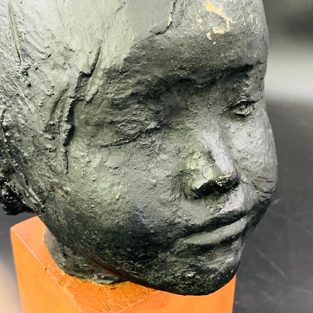 二部黎 にべれい 女性頭部像 彫刻作品 約35cm 北海道 小樽 本郷新師事