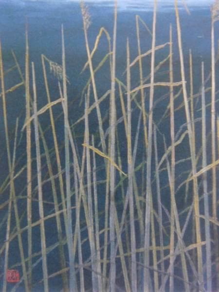 東山魁夷、【湖岸】、希少画集画、高級新品額・額装付、状態良好
