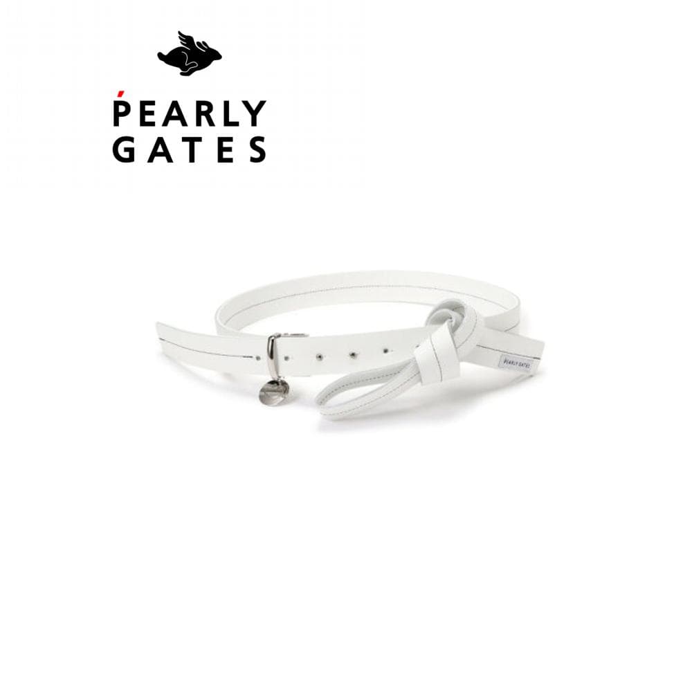 新品 PEARLY GATES パーリーゲイツ レザーリボン ベルト 白