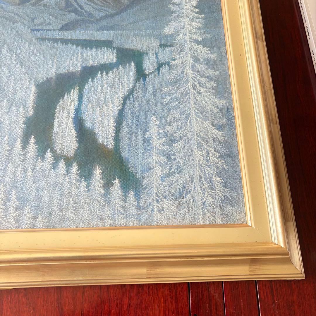 福田實「知床」油彩 F12 額装 油絵 油画 C