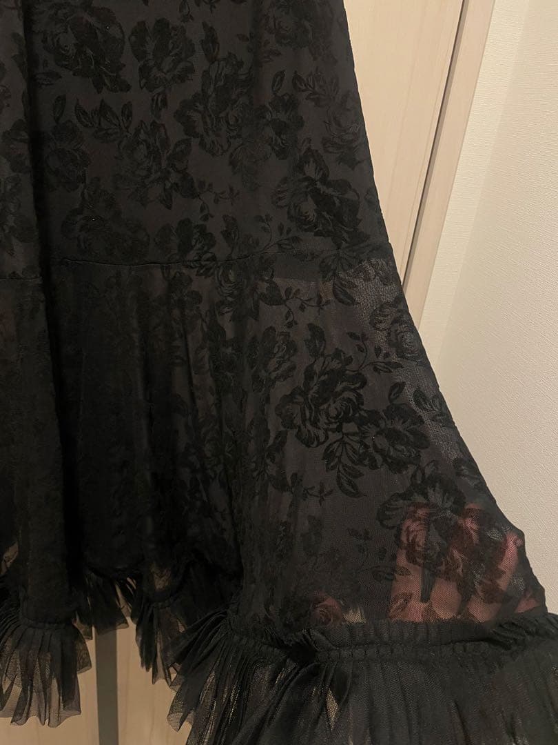 【美品】社交ダンス スカート M 黒 ブラック ベルベット