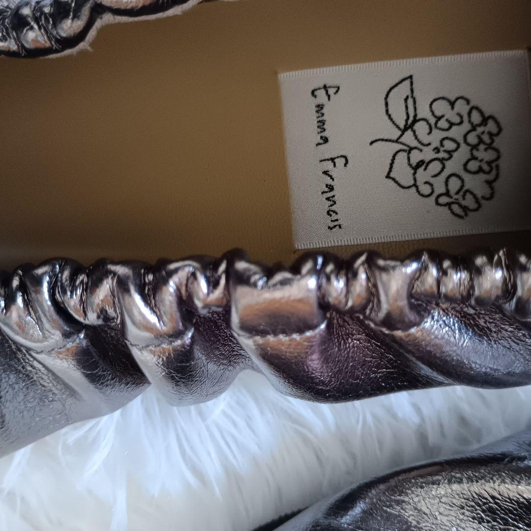 【美品】Emma Francis ギャザーバレエ 24.5 メタリックシルバー