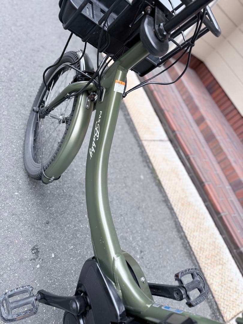 子供乗せ　ヤマハ　電動アシスト自転車 チャイルドシート付き オリーブグリーン