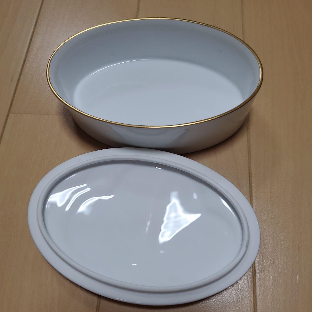 大倉陶園　ボンボニエール　松　OKURA 白磁　金彩　ブルー