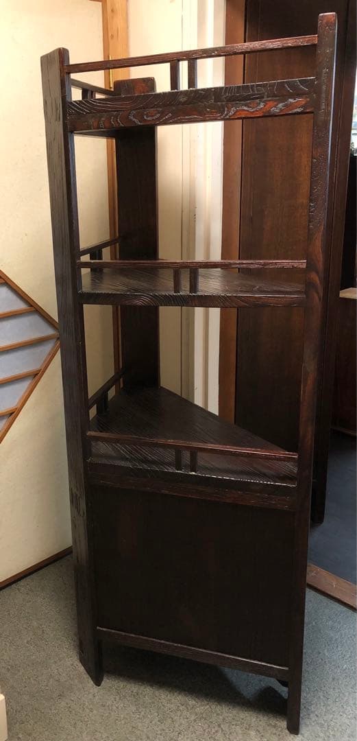 古式家具　和棚　コーナー棚(2段)