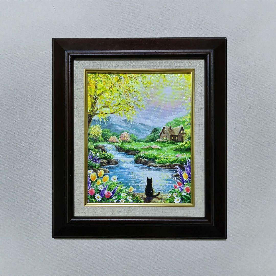 【ミモザの輝き】アクリル画 F3 風景画 絵画
