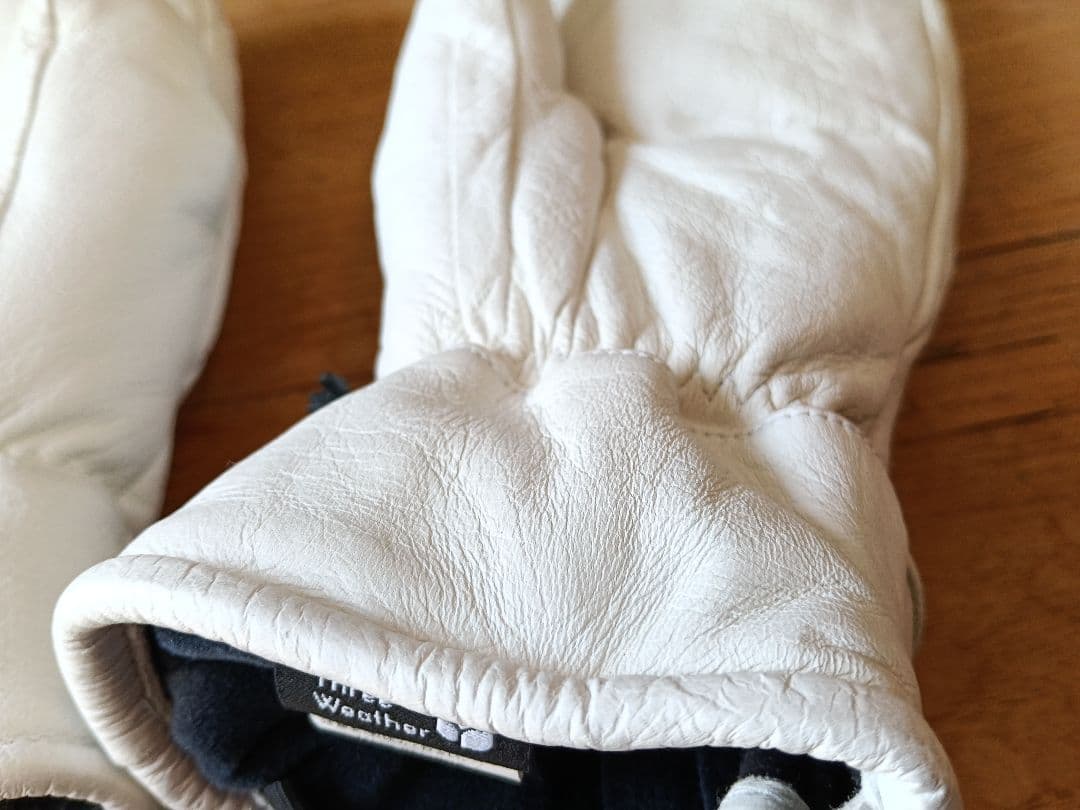 美品【最高級】レザー ミトン グローブ ホワイト GORE-TEX メンズ:L