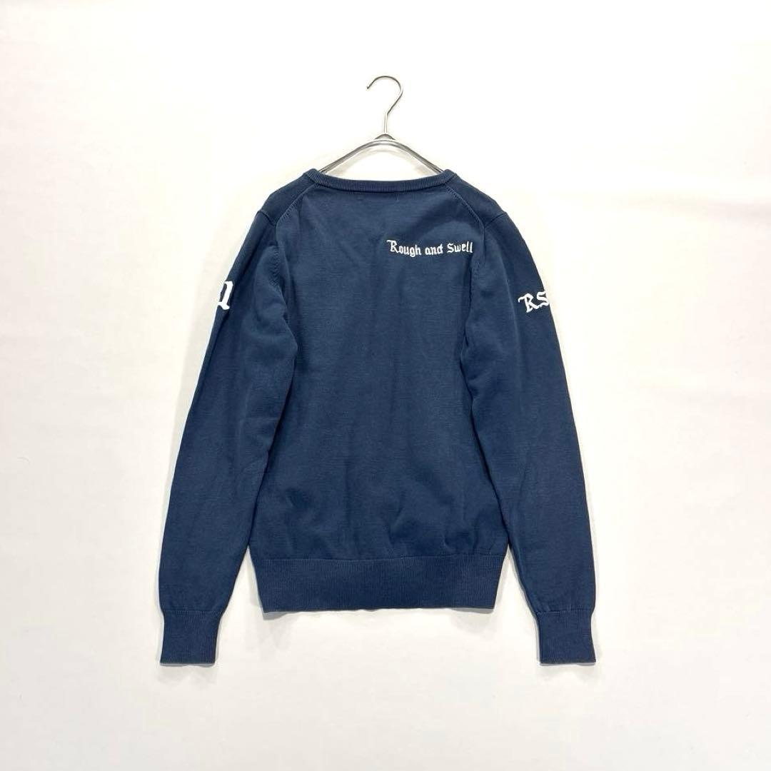 ROUGH & SWELL 長袖ニットセーター　Vネック　薄手　S ネイビー