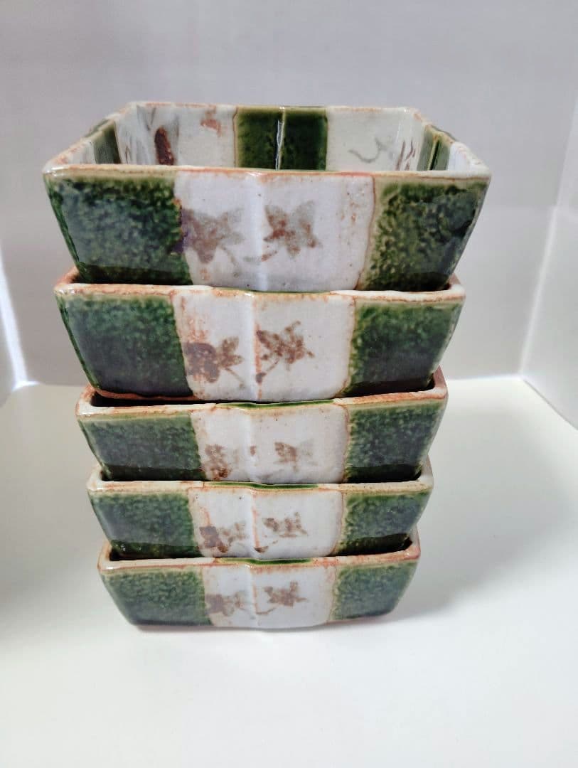 たち吉　極美品　市松　小鉢 5客　菱型